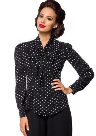 Vintage-Schluppenbluse schwarz/weiß