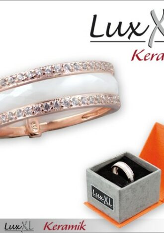 Keramikring weiß-roségold mit Zirkonia