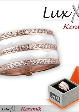 Keramikring 3-fach weiß-roségold mit Zirkonia