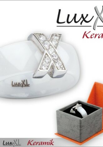 Keramikring weiß ‚X‘ mit Zirkonia
