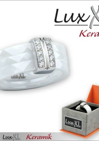Keramikring weiß mit Silber und Zirkonia