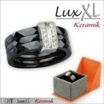 Keramikring schwarz mit Silber und Zirkonia
