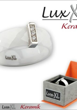 Keramikring weiß facettiert mit Silber und Zirkonia