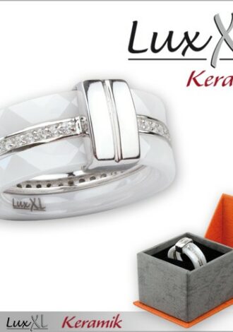 Keramikring weiß mit Silberdetail und Zirkonia