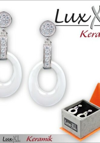 Keramikohrringe oval weiß mit Zirkonia