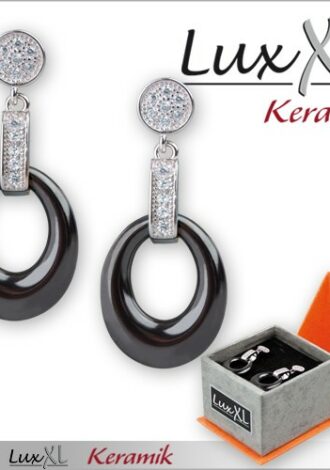 Keramikohrringe oval schwarz mit Zirkonia