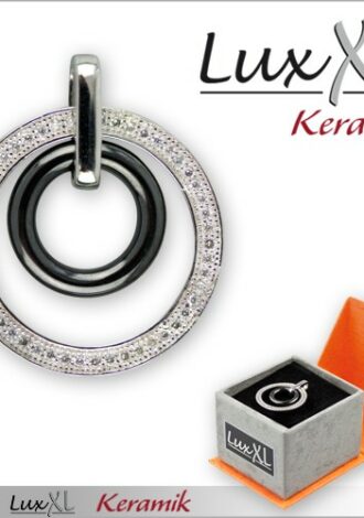 Keramikanhänger mehrlagig schwarz mit Zirkonia