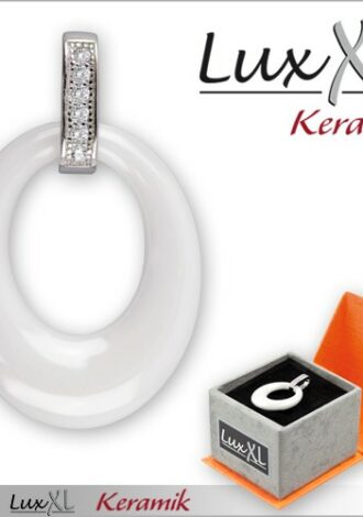 Keramikanhänger oval weiß mit Zirkonia