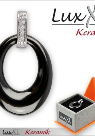 Keramikanhänger oval schwarz mit Zirkonia