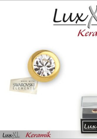 Edelstahl Aufsatz für Ringe mit Kristall – gold poliert