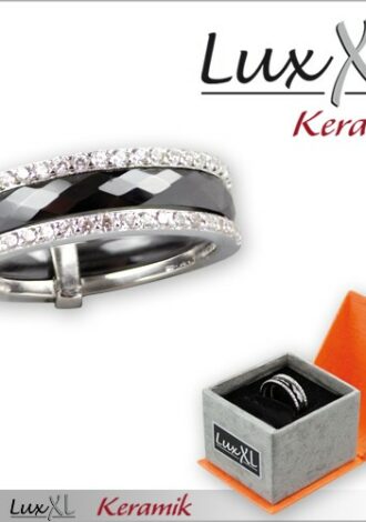 Keramikring schwarz-silbern mit Zirkonia