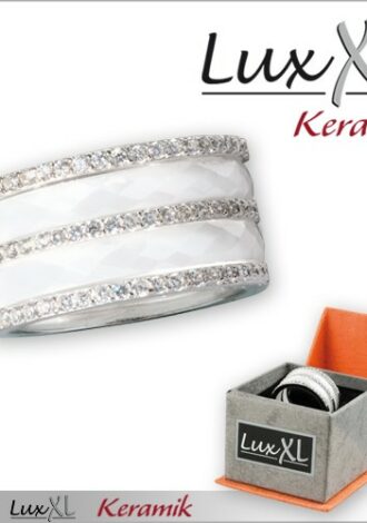 Keramikring 3-fach weiß-silbern mit Zirkonia