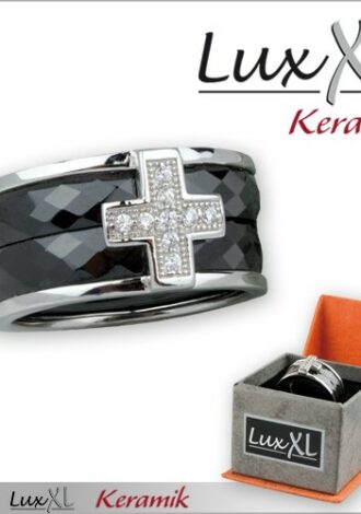 Keramikring schwarz-silbern mit Zirkonia