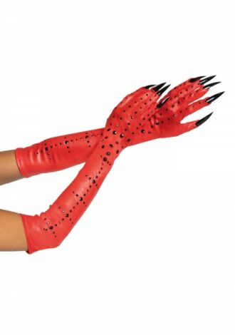 Dämonen-Handschuhe mit Strasssteinen und Krallen