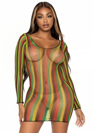 Rasta-Minikleid aus Netz