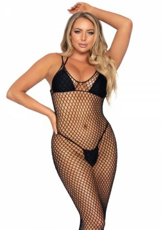 Langes Netz-Kleid mit Rückenausschnitt