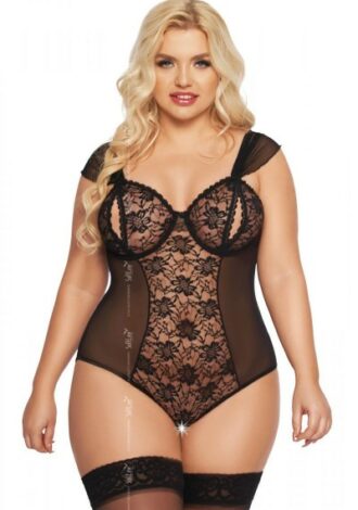 Body schwarz mit Blumenmuster ouvert