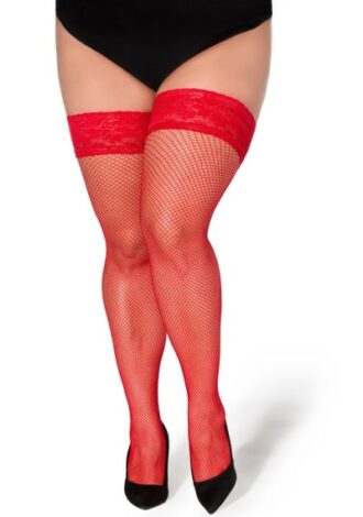 Netz-Strümpfe rot Queensize