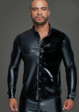 Langärmliges Powerwetlook und Lack-Shirt