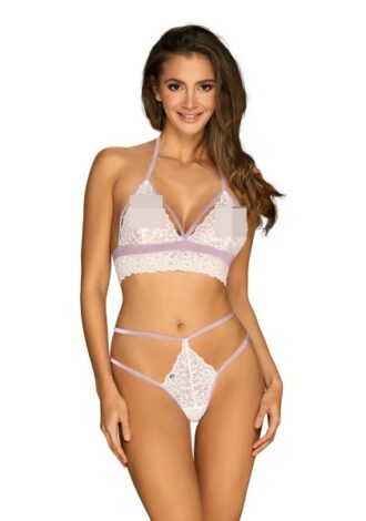 Dessous in geometrischem Schnitt – weiß/flieder