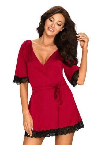 Elegante weiche Robe – rot-schwarz