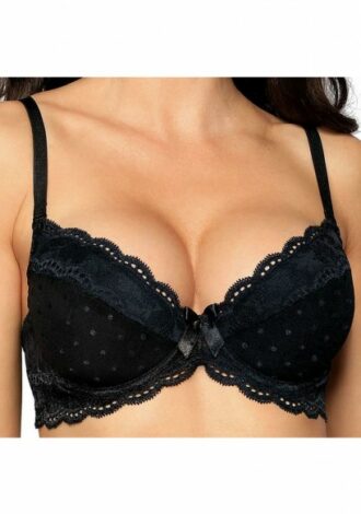 Schwarzer Push-Up BH mit Rüschendetails
