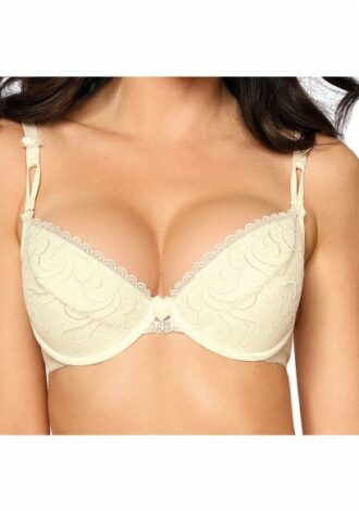Ecru Push-Up BH mit Schleifchen und Strass-Detail