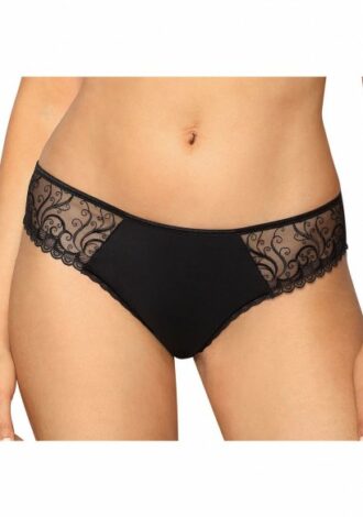 String aus zarter Blütenspitze mit Cut-Out – schwarz