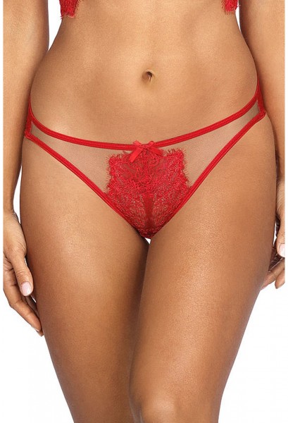 Riemchenstring mit Schleifchen rot