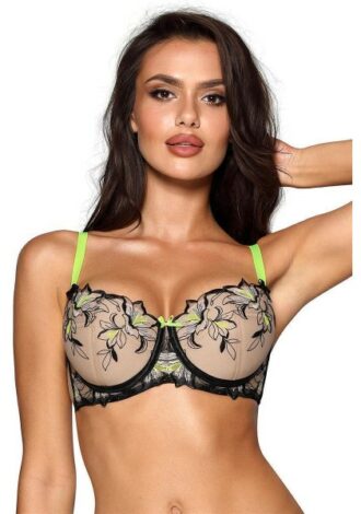 Bezaubernder Push-Up BH aus zarten Materialien beige-schwarz