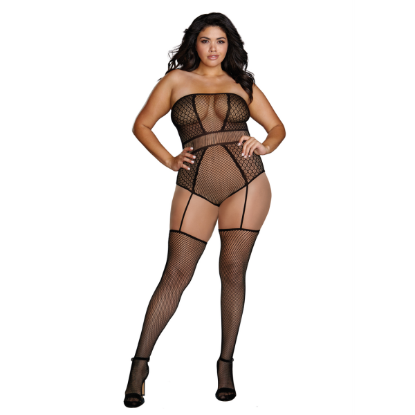 Strapless Teddy Bodystocking - Plus Size