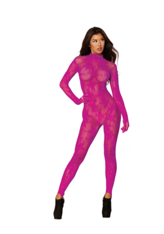 Bodystocking with Finger Gloves Diamond – One Size – Azalea