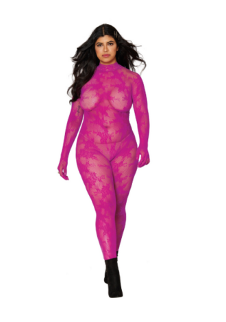 Bodystocking with Finger Gloves Diamond – Plus Size – Azalea