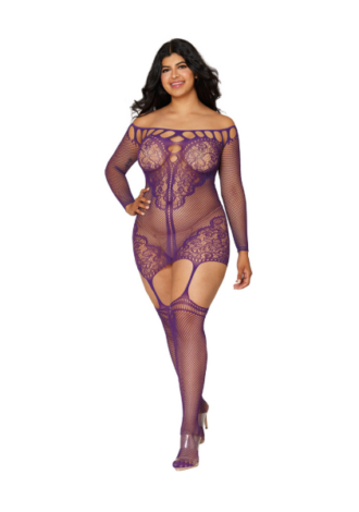 Garter Dress Diamond – Plus Size – Aubergine