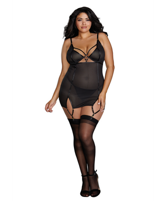 Fishnet Texture Power Mesh Garter Slip – 3X