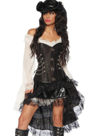 Piraten Steampunk Korsett mit Effektapplikation