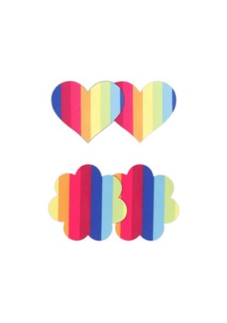 2 Paar Regenbogen-Nippelsticker Herz und Blume