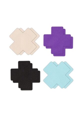 4 Paar farbige Nippelsticker Kreuz I