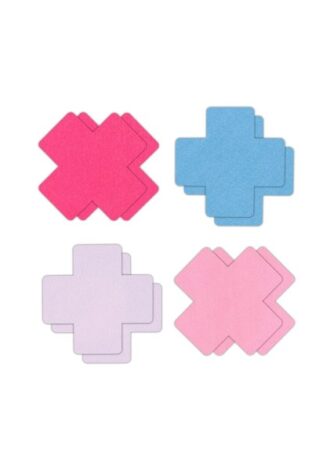 4 Paar farbige Nippelsticker Kreuz II
