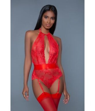 Roter Spitzen-Body