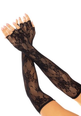 Fingerlose Netzhandschuhe mit Blumenmuster