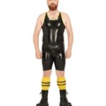 Muskelshirt aus Latex - Schwarz-Gelb