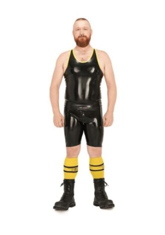 Muskelshirt aus Latex – Schwarz-Gelb