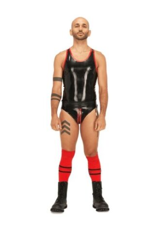 Muskelshirt aus Latex – Schwarz-Rot