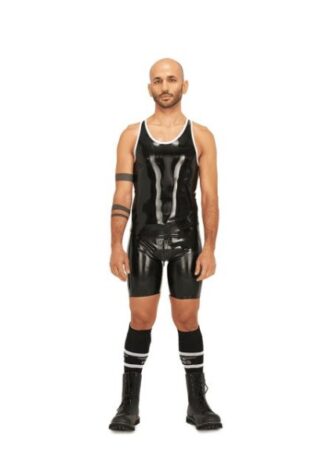 Muskelshirt aus Latex – Schwarz-Weiß