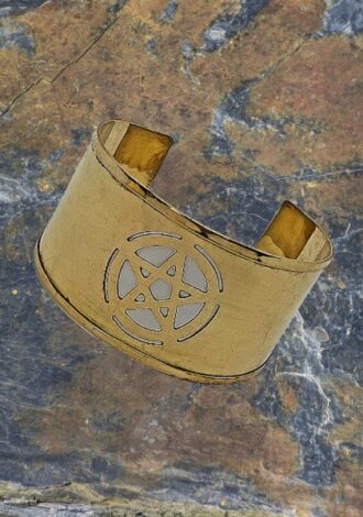 Armreif breit Pentagramm aus Messing