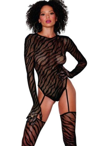 Bodystocking mit Zebramuster – OS