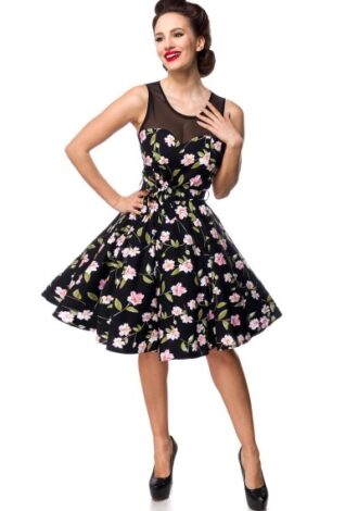 Schulterfreies Swing-Kleid mit Blumenmuster