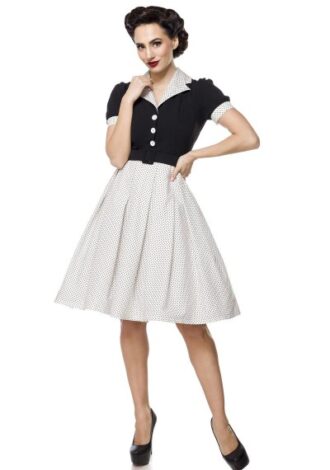 Schwarz-weißes Kleid mit Punkten
