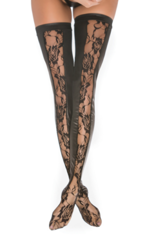 Lace and Wet Look Tights – One Size